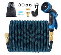 Jsdoin Manguera Jardin Extensible de 30 Metros - Mangeras Flexible para Jardinería con Pistola de 10 Funciones, Adaptadores de 1/2" y 3/4" para Jardinería, Césped y Limpieza de Coches (30m/100ft)