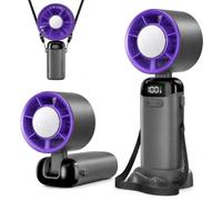 Jsdoin mini ventilador de mano portátil usb,recargable turbo ventilador pequeño portatil bolsillo individual,5 velocidades, funciona con pilas para el hogar,oficina, viajes al aire (Gris)