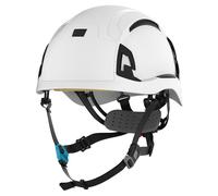 JSP EVO Alta SKYWORKER Casco de Seguridad Estilo Montañismo - Trinquete de Rueda - Ventilado - Blanco - Barboquejo de 4 Puntos - para Altura, Cuerda, Arboricultura y Rescate - EN 12492 y EN 50365
