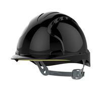 JSP EVO3 Comfort Plus Casco Obra, Ventilado, Trinquete Deslizante, Negro
