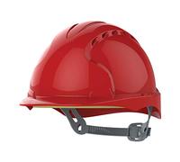 JSP EVO3 Comfort Plus Casco Obra, Ventilado, Trinquete Deslizante, Rojo