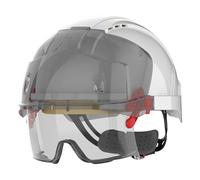 JSP Protection Casco de seguridad EVO VISTALENS – Protección ocular integrada, EN397, Blanco/Ahumado