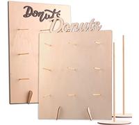 jsysj 4 Piezas Soporte para Donuts, 2 Piezas Expositor de Muro con 2 Piezas Donuts de Madera Torre Soporte para Bodas, Cumpleaños, Fiestas o Pastel Comercio Decoraciones