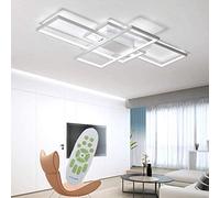 Jsz Lámpara Techo Salón 95W con Mando,Plafón LED Techo Regulable | 2700-6500K,diseño rectangular moderno, sin parpadeo, resistente a la corrosión, para salón, dormitorio y cocina, blanco 110cm