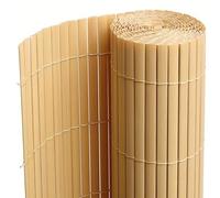 JUANIO Cañizo PVC, Doble Cara, Valla Exterior Resistente para Terraza, Jardines, Balcón, Color Natural Bambú - Altura 160 x Longitud 500 cm 1700g/m2