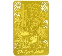 Juanxian Tarjeta de oro de talismán de buena salud, Feng Shui, armonía y equilibrio, amuleto de paz, sabiduría china, regalo de talismán saludable, 8.5*5.5cm, Metal
