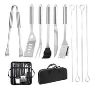 JUAUO 11Pcs Juego de Utensilios Barbacoa de Acero Inoxidable Profesionales Accesorios Barbacoas - Kit Barbacoa Prácticas con Bolsa Portatil - Herramientas Parrilla BBQ para Camping Picnic Exterior