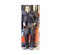 Juba Chaqueta multibolsillos 65% poliéster/35% algodón. Negro con detalles naranjas - SIZE: L