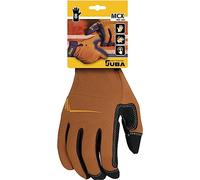 Jubappe Guante de trabajo T-10, piel sintética, dedos táctiles y protección nudillos, Marrón/Negro T10