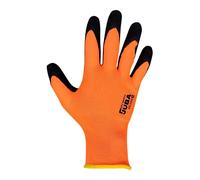 Juba Guante Keep Safe T-9 L de Poliéster con Palma de Látex Rugoso Impermeable, Naranja y Negro para Jardinería, Bricolaje y Fontanería