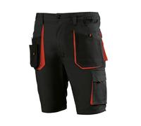 Juba Pantalón Corto Multibolsillos 65% poliéster/35% algodón, Negro con Detalles Naranjas, L