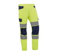 Juba Pantalón Largo Multibolsillos poliéster/algodón/Spandex de 245 g, con Bandas, Amarillo Fluor/Marino, XXL