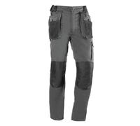 Juba Pantalón Multibolsillos 68% algodón, 30% poliéster y 2% Elastano, 260 g/m², Gris con Detalles Negros, M