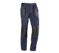 Juba Pantalón Multibolsillos 68% algodón, 30% poliéster y 2% Elastano, 260 g/m², Marino con Detalles Negros, XL