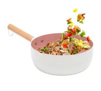 Jubepk Non Stick Frying Pan, Household Skillet, 8.66 inch Durable Cooking, Wood Handle Grip, Kitchen Cookware for Home, Family, Picnic, Induction Cooker, Gas Stove, Apartment, Dorm, Rv
