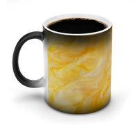 Jubonexis Taza de café de cerámica de vidrio opalescente amarillo cálido, textura mínima, que cambia de color, taza de café novedosa divertida taza de té y agua, 11 onzas