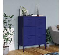 JUDYY Armario de cajones de Acero Azul Marino 80x35x101,5 cm, Muebel Recibidor, Aparador Entrada, Mueble De Almacenamiento, Muebles Salón