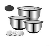 Juego 3 Cuencos para acero Inoxidable 304 con Rallador Juego(Black)