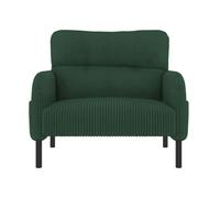Juego 3 piezas cord - sillón + puf + sofá de 2 plazas con bolsillo lateral, estructura de acero y respaldo extra suave - verde esmeralda