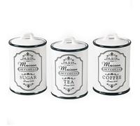 Juego 3 Recipientes Cerámica Maestro Paris Para Azúcar Café Té MR-20030-03CS