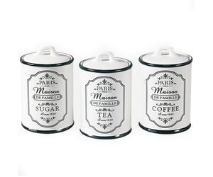 Juego 3 Recipientes Cerámica Maestro Paris Para Azúcar Café Té MR-20030-03CS