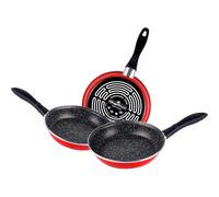 Magefesa K2 Rojo Juego de 3 sartenes (20/24/28)cm de acero vitrificado exterior rojo. Antiadherente bicapa reforzado efecto piedra, aptas para todo tipo de cocinas
