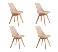 Juego 4 sillas comedor bistro, sillas cocina nórdicas, beige y madera