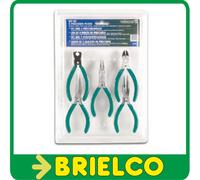 JUEGO 5 ALICATES DE PRECISION DE CORTE PUNTA PLANA ACODADA LARGA BD593