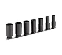 Juego 7 vasos de impacto 1/2" hexagonales en rail, 10-27mm