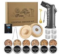 Juego ahumador de cócteles con quemador - Kit de whisky con 6 chips de madera - Accesorios bar, coctelera, regalo original para hombre, papá, marido, amantes del whisky (sin butano)