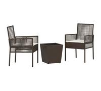 Juego Bistro De Jardín 3 Pcs Marrón Ratán Sintético Vidaxl