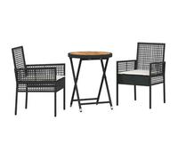 Juego Bistro De Jardín 3 Pcs Negro Ratán Sintético Vidaxl