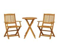 vidaXL Juego bistró Plegable 3 Piezas Madera Maciza Acacia, Juego de bistró de jardín, Juego de balcón, Juego de Muebles de Exterior