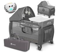 lionelo Sven Plus Cuna de Viaje para bebés 0-36M para niños hasta 15 kg Función de Cambiador Mosquitero Apertura Lateral con Cremallera Ajuste de Altura (Gris)