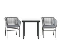 Juego Comedor Jardín 3 Pzas Cojines Ratán Sintético Vidrio Gris Vidaxl