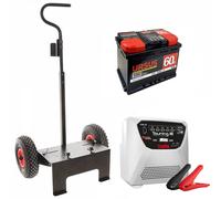 Juego completo: carretilla de mano Volpi + batería 70 Ah + cargador Telwin Touring 18