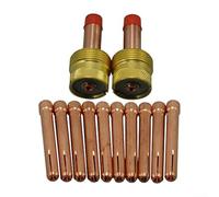 Juego completo de 12 piezas de accesorios de soldadura TIG, cuerpo de mandril de lente de gas de tamaño mixto para SR WP 17 18 26 (2,4 mm)