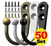Juego de 1-50 ganchos de aleación con tornillos, colgadores colgantes montados en la pared para colgar abrigos, bufandas, bolsos, toallas, llaves, tapas, tazas, sombreros y más White 10set