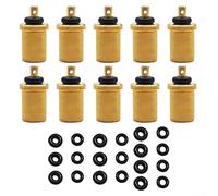 Juego de 10 adaptadores de repuesto portátiles para tanque de gas, válvula en espiral de cobre para quemadores de senderismo, convertidor eficiente de cartucho de butano de 17,5 x 9,5 mm