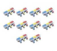 Juego de 10 bloques de terminales 3 en 15 con conexión de palanca, distribuidor de 32 A para riel DIN y construcción, PA66 ignífugo, para cable trenzado de 0,08 - 4 mm²