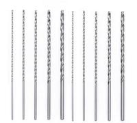 Juego de 10 brocas Hss extralargas de 2 mm, 3 mm, 3,5 mm, 4 mm, 5 mm, acero alto para madera, metal, aluminio, plástico, perforación de 150 mm de longitud, kit de herramientas de acabado plateado