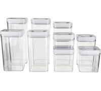 Juego de 10 cajas de almacenamiento - Recipientes herméticos con tapa - Apilables - Plástico - Transparentes