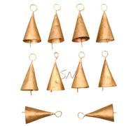 Juego de 10 campanas de cono de estaño hechas a mano, 5 cm, campanas rústicas vintage para árbol de Navidad, coronas de bricolaje, decoración bohemia, manualidades de guirnalda y decoración navideña