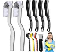Juego de 10 cepillos de Limpieza de hendiduras - Cepillo de Limpieza de Grietas de cerdas duras, Cepillo Multifuncional para el hogar, baño, Cocina, riel de Ventana, bañera, vehículo, grifos, Cuenco