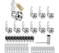 Juego de 10 cerraduras cilíndricas Unyqoos® – Cerraduras para muebles, ideales para armarios y cajones, cada cerradura con 2 llaves únicas, kit de montaje, aleación de zinc cromada