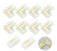 Juego de 10 Conectores Tiras LED COB, Conector LED 2 Pines 8 mm, 8 Conectores en L + 2 Rectos, Kit Sin Soldadura COB para Tiras 5V-24V, Conexión Estable, Transparente, para Hogar Oficina Proyectos DIY