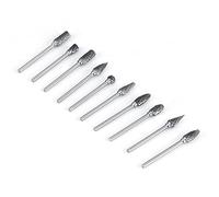 Juego de 10 limas giratorias de acero de carburo de tungsteno con vástago de 3 mm, diámetro de cabezal de corte de 6 mm (textura doble)