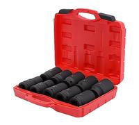 Juego de 10 llaves de impacto de acero 43#, 1 pulgada, para camiones de 1 pulgada, llaves de vaso con caja de herramientas, juego de llaves de vaso para reparaciones de automóviles (24-46 mm)