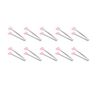 Juego de 10 mini pinzas de acero inoxidable en forma de corazón con puntas de silicona para cocinar a la parrilla, barbacoa, servir pequeños aperitivos y cubitos de hielo, juego de utensilios de
