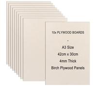 Juego de 10 paneles de madera contrachapada A3 de 4 mm, contrachapada de abedul, 420 x 300 (+/- 0,5) mm, cuchillo fino, cuchillo perfecto para sierra de hoja, pintura al fuego, corte por láser